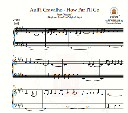 Auli'i Cravalho - How Far I'll Go(Beginner Level In Original Key)