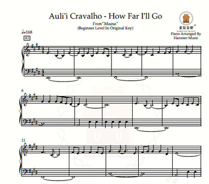 Auli'i Cravalho - How Far I'll Go(Beginner Level In Original Key)