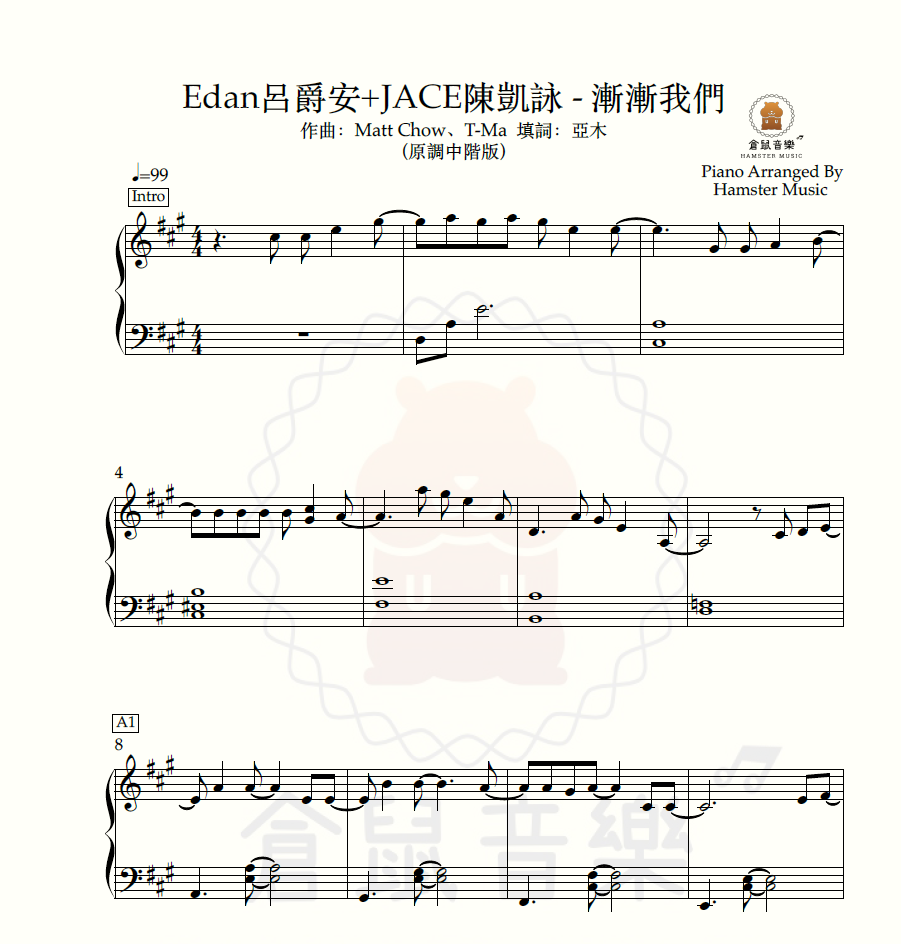 Edan呂爵安+JACE陳凱詠 - 漸漸我們(原調中階版)